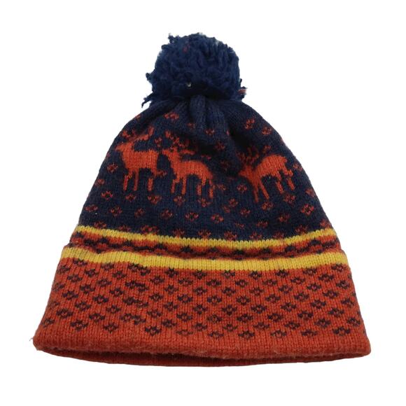 Obermeyer USA wool knit ski beanie orange and blue - Picture 1 of 7